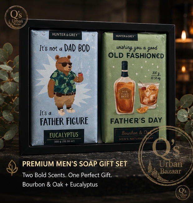 Hunter & Grey Men’s Bar Soap Gift Set Bourbon & Oak Eucalyptus 2-Pack 10.58oz