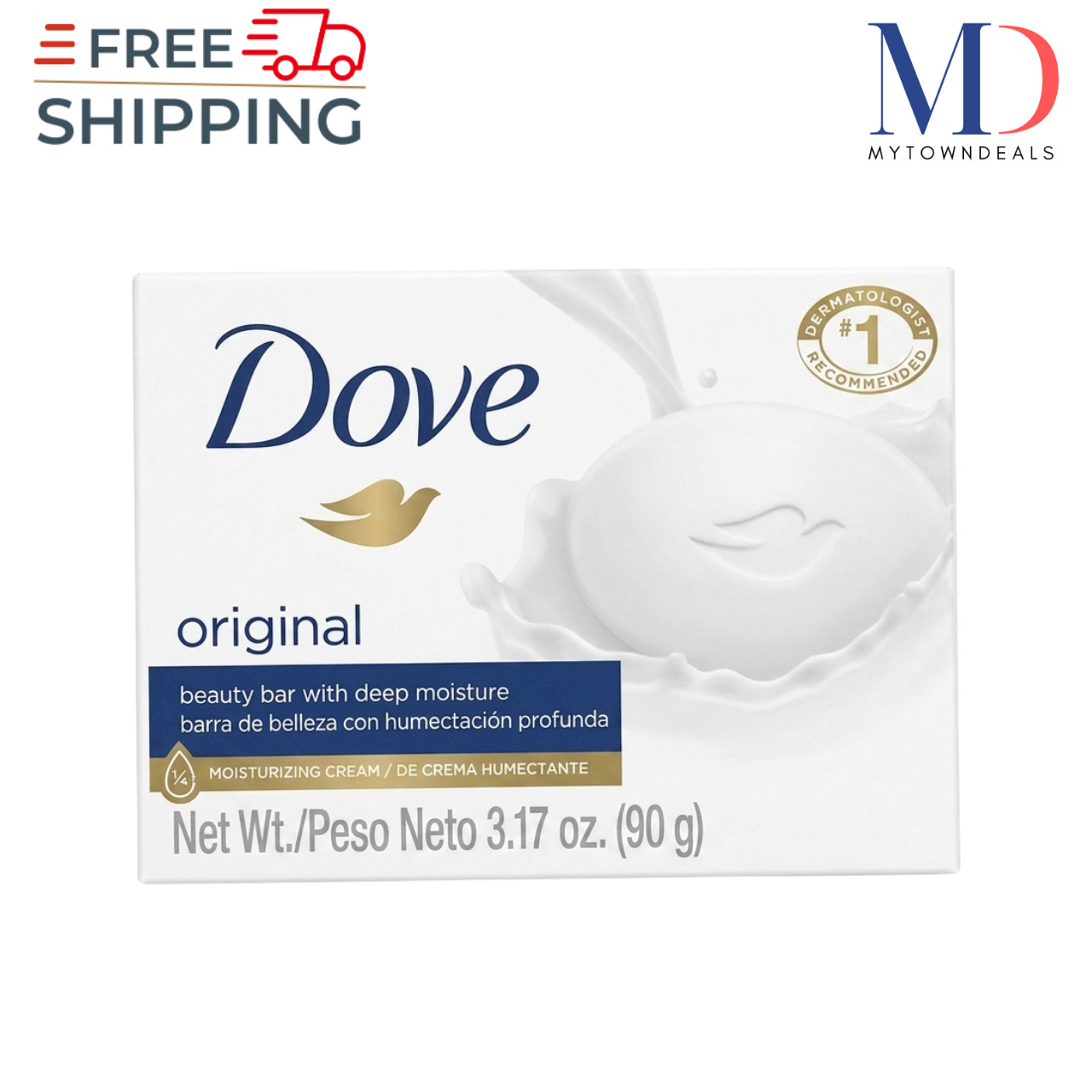 (12 Pack) Dove Original Cream Beauty w/Deep Moisture Soap Bars 90g/3.17oz