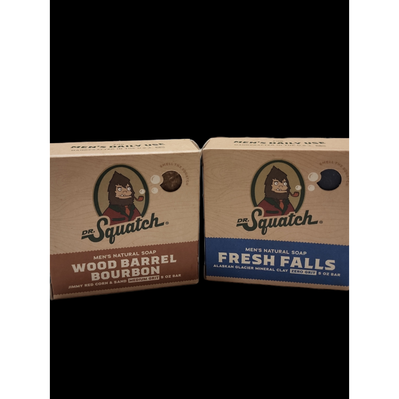 Dr. Squatch 5 oz. Wood Barrel Bourbon and Fresh Falls Bar Soap 2 LOT