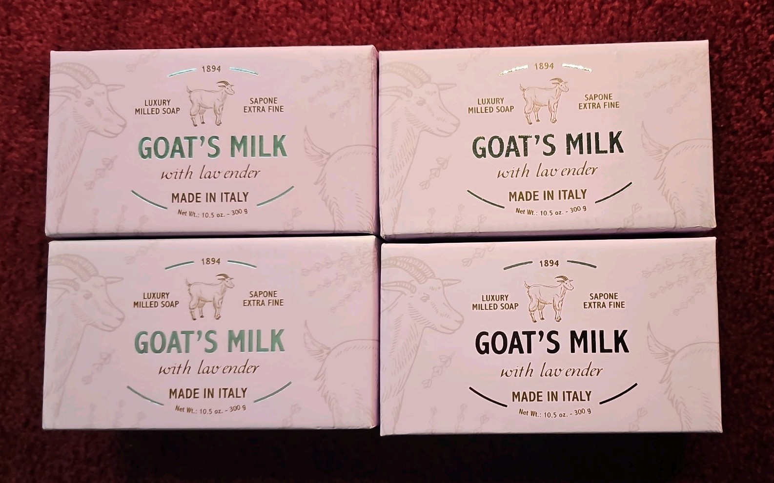 Goats Milk Soap with Lavender Luxury Milled Soap Made In Italy 10.5 oz Lot of 4