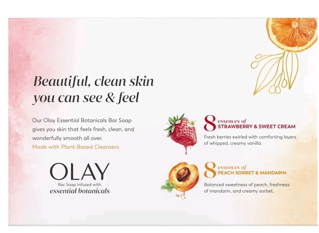Olay Botanical Bliss Bar Soap – 16 Pack (3.75 oz each) | Infused with Strawberry
