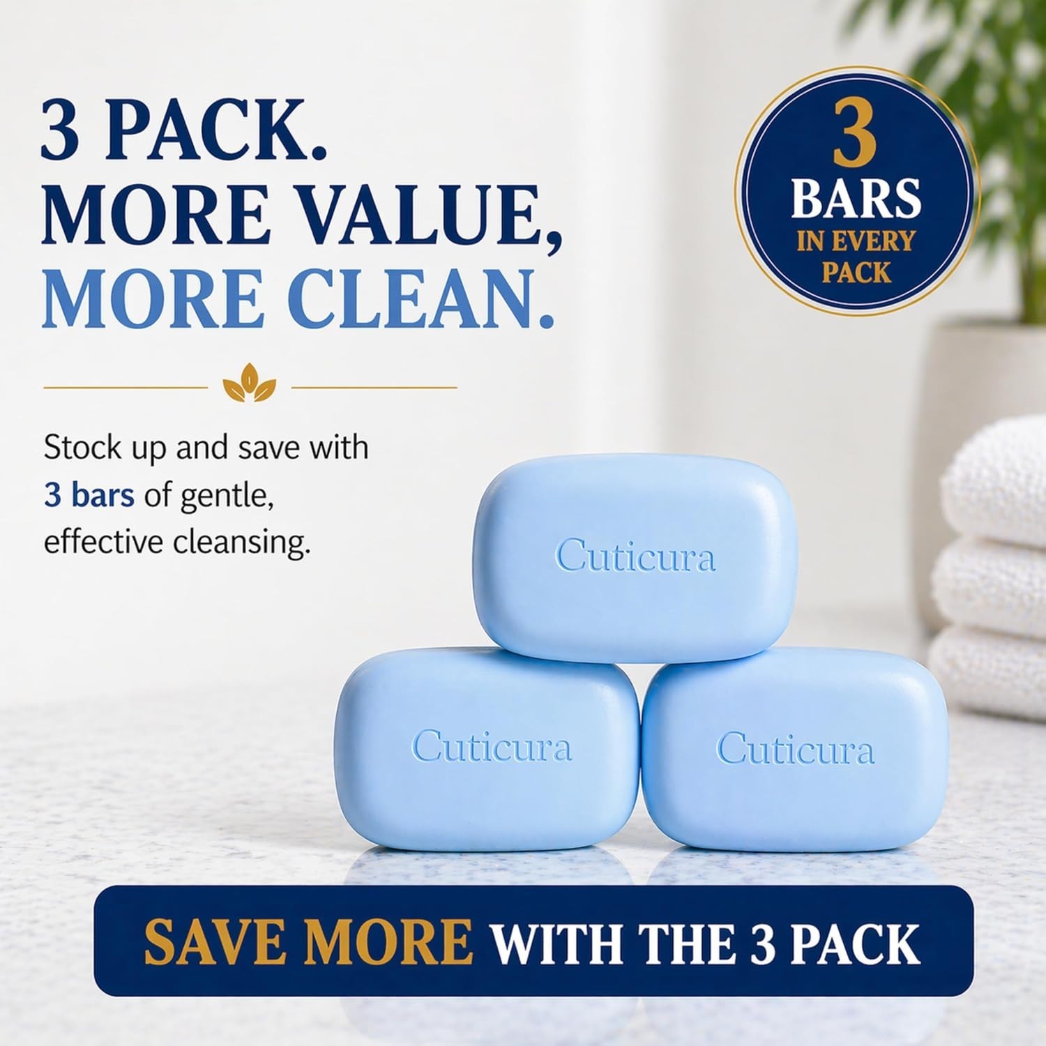 Gentle Acne-Fighting Face & Body Bar Soap – 3 oz Pack of 3 for All Skin Types