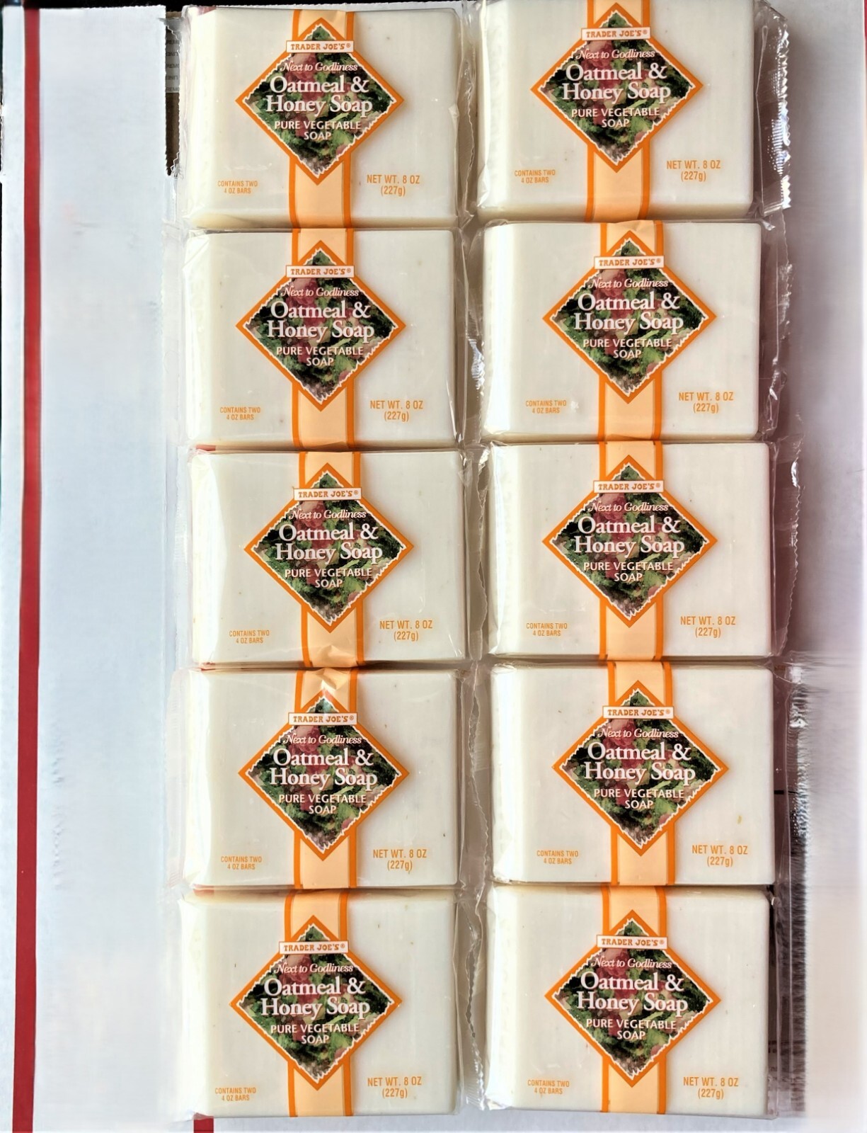 20 Bars Trader Joes Oatmeal & Honey Pure Vegetable Soap 10 X Two-packs