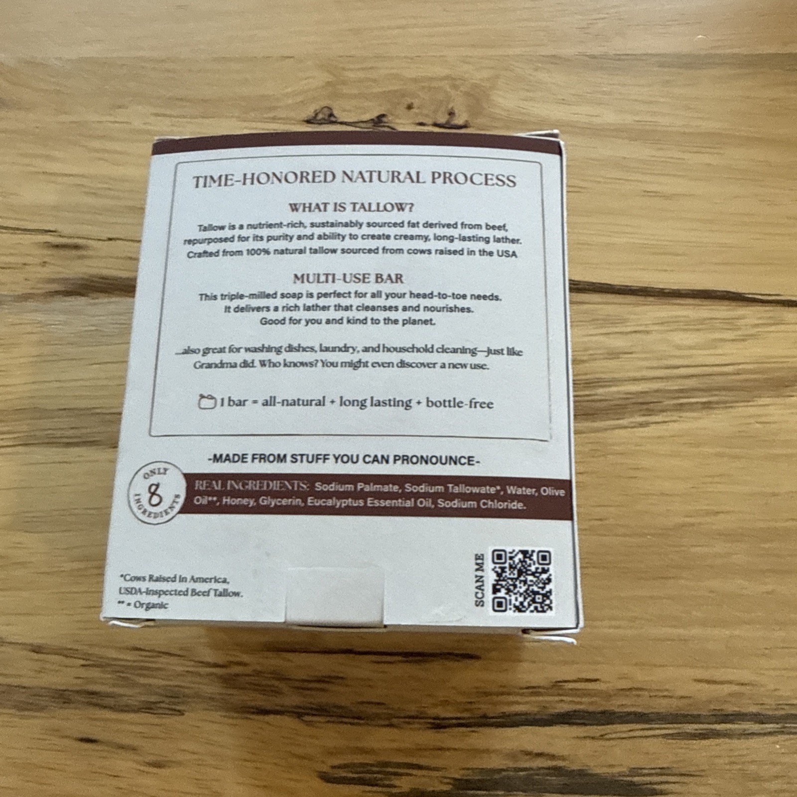 The Rustic Lands Tallow Soap made with raw honey & organic olive oil.4 Bars 5 oz