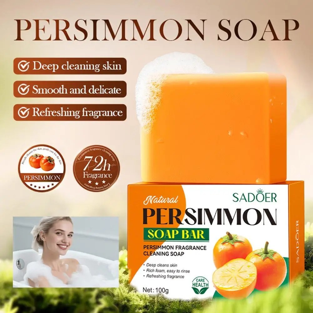 1~3PCS Swarva Persimmon Soap Bar Body Odor Control Deodorant Soap for Men&Women