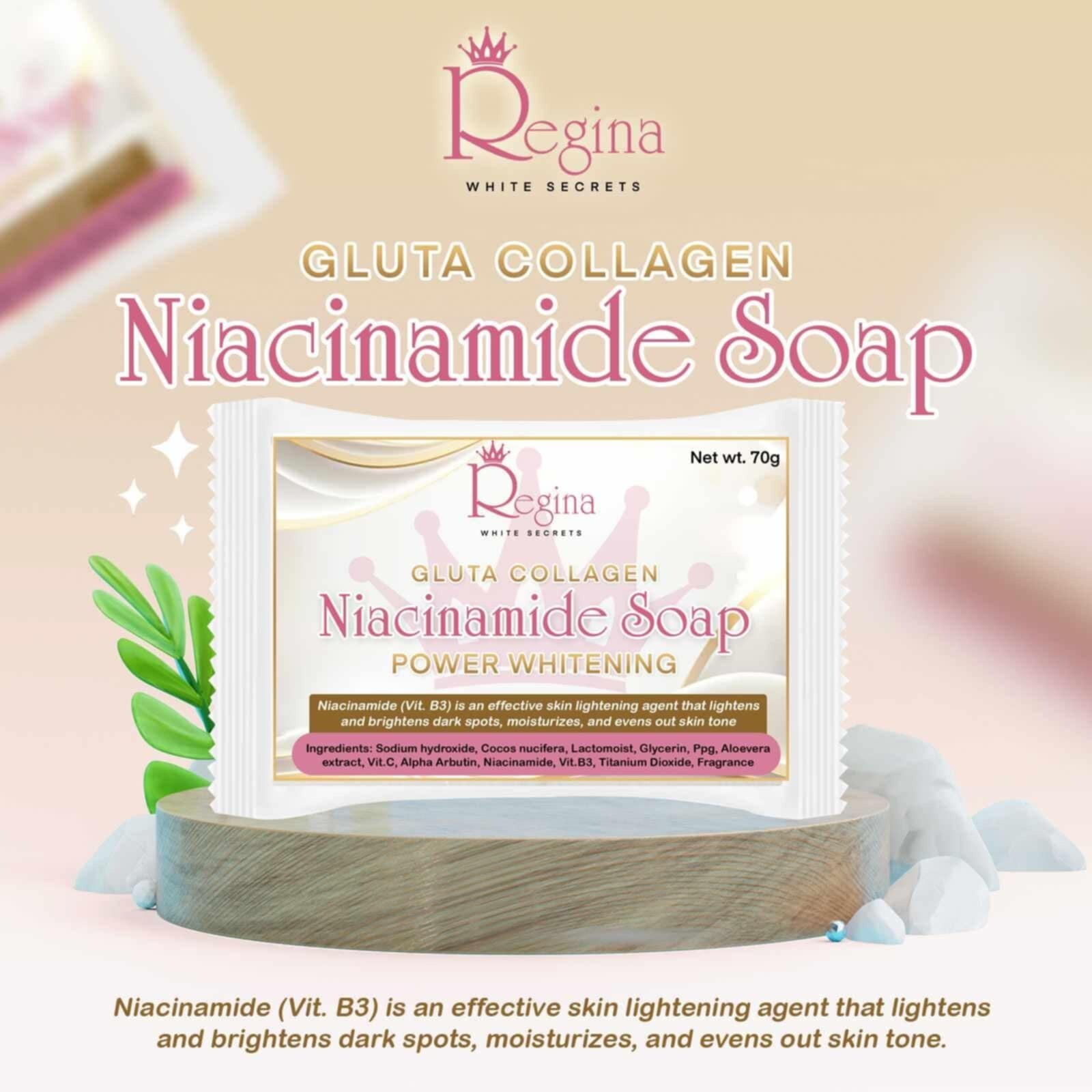 Niacinamide Gluta Collagen Soap by Regina White Secrets (70g x 3)