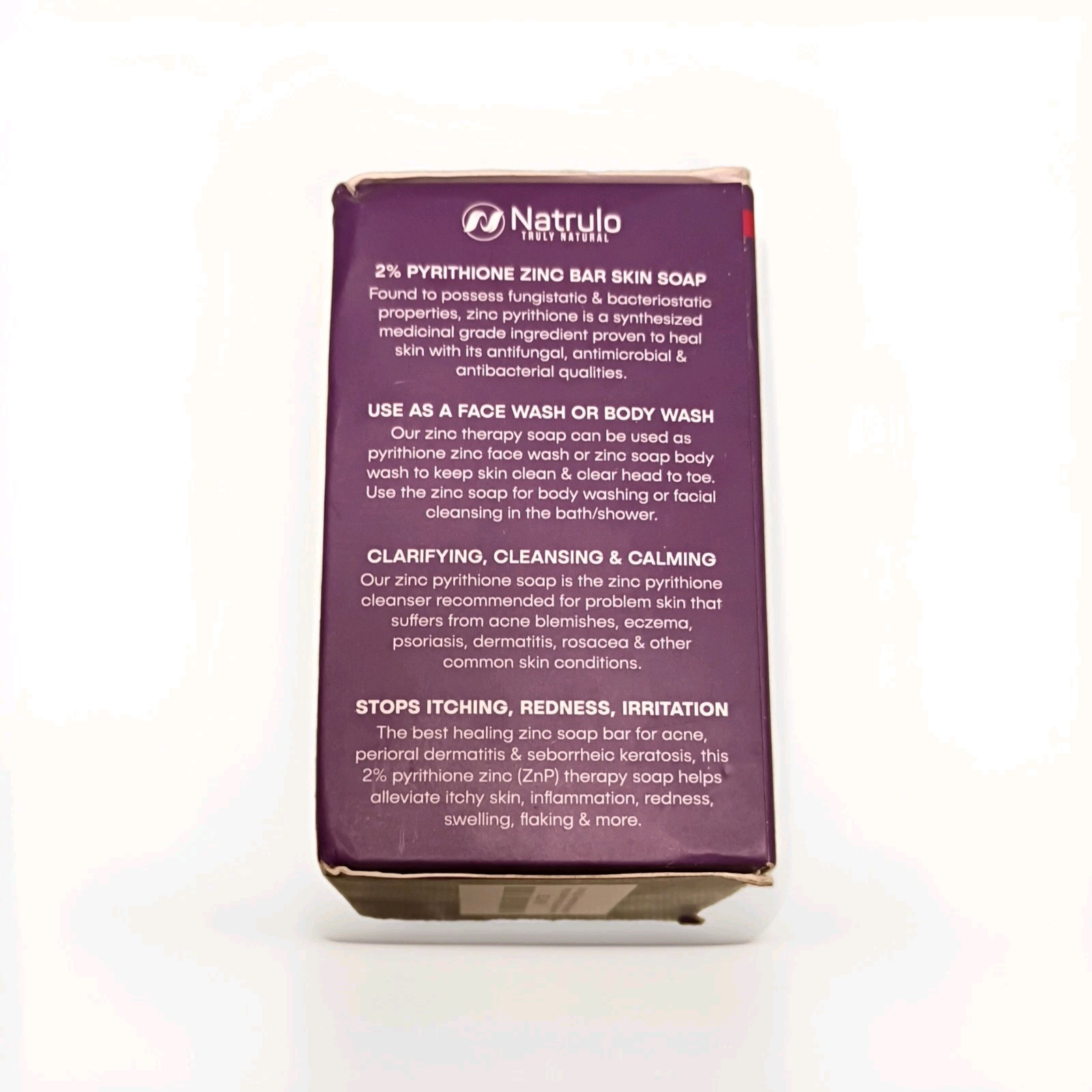 Natrulo Pyrithione Zinc Medicated Zinc Soap Bar for Face & Body, 2-Pack 8 oz