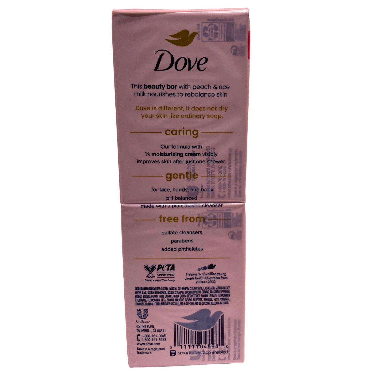 Dove Rebalancing Beauty Bar Peach & Rice Milk 6 Bars Each (3Pack) Moisture Cream