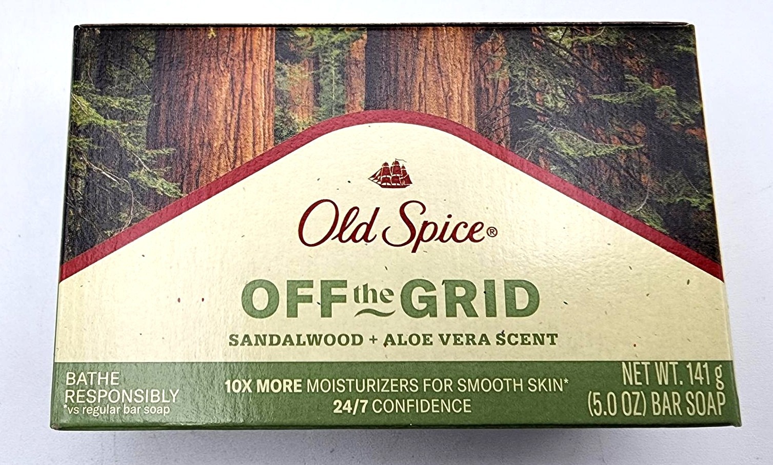 1 Bar Old Spice OFF THE GRID Moisturize Exfoliating Sandalwood Aloe Vera Soap
