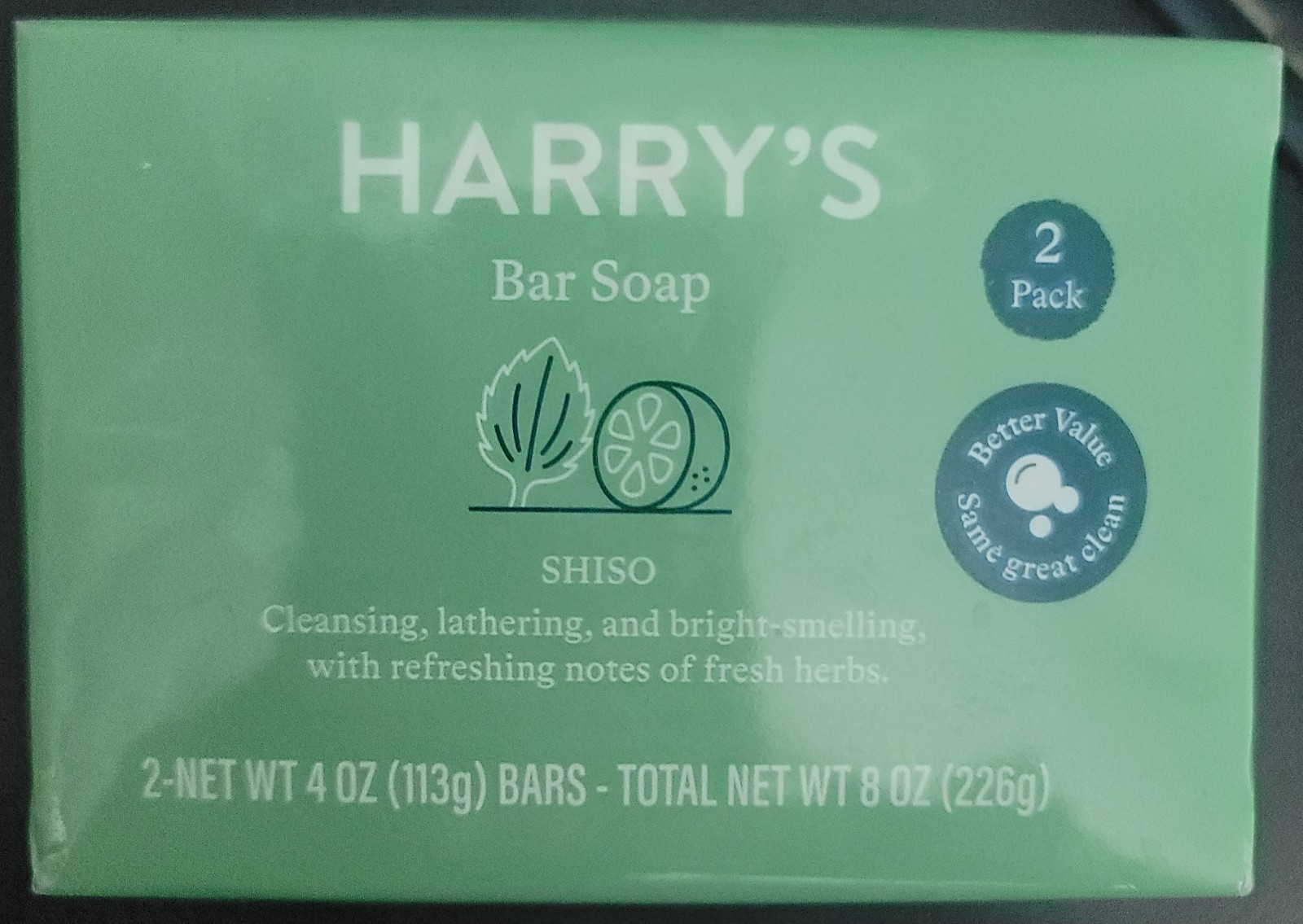 2 Pack Harry’s Bar Soap SHISO Scent 4oz Each *Sustainable*