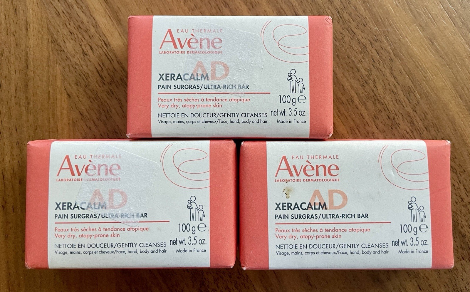 3x Avene XeraCalm A.D Ultra-Rich Cleansing Bar 100g / 3.5oz EXP 7/2028