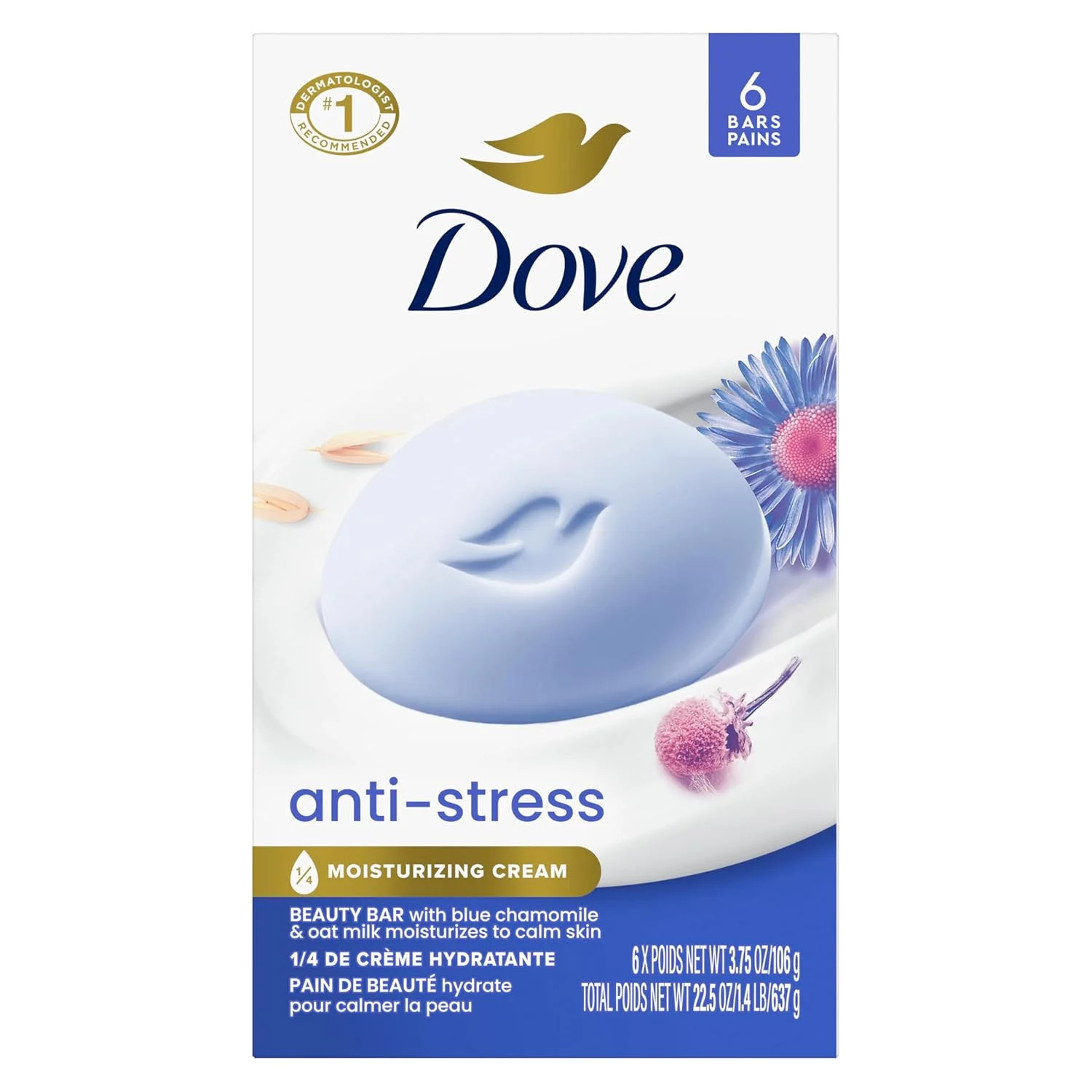 Dove Beauty Bar Gentle Cleanser Anti-Stress Cream Bar Moisturizes To Calm Skin G