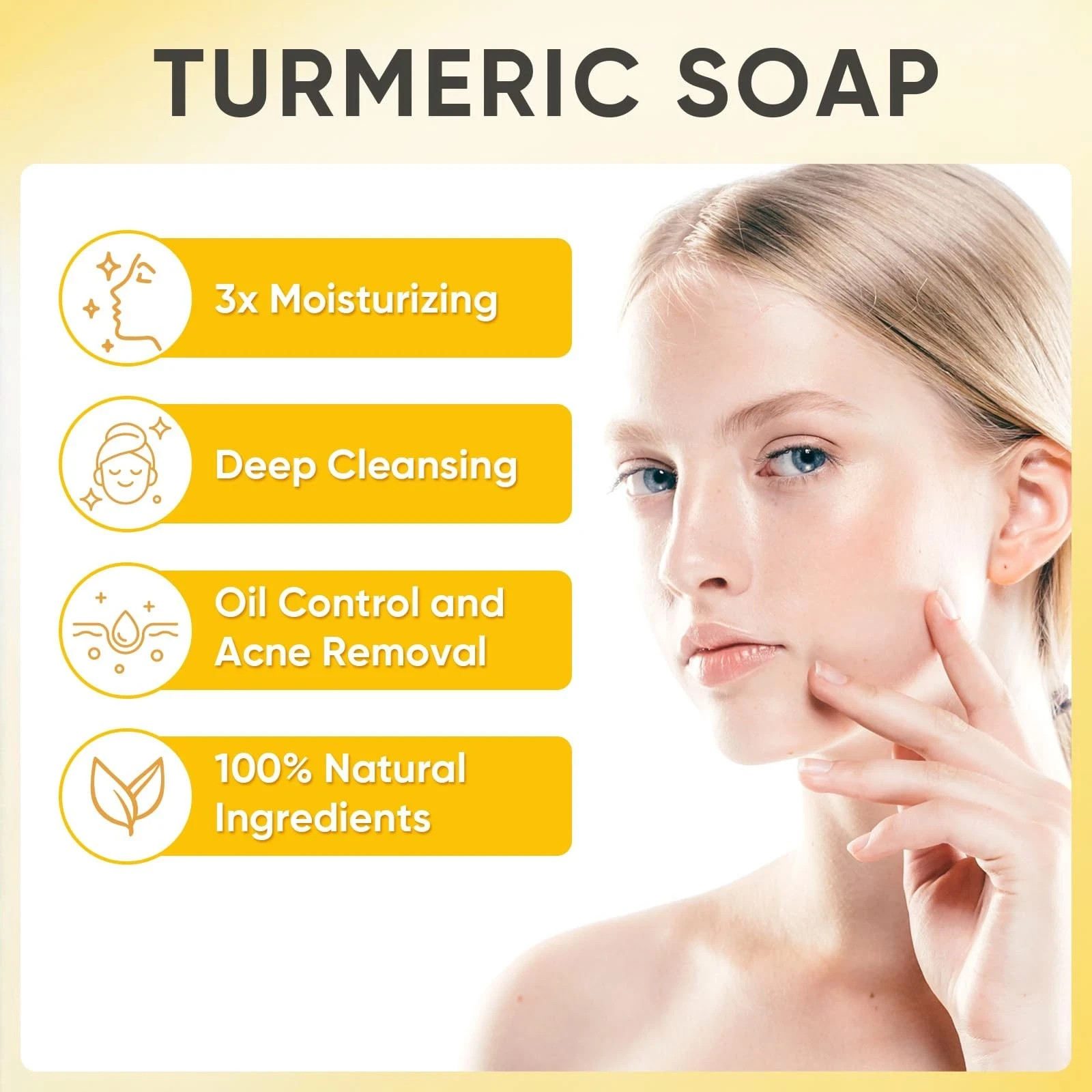 5 Pack Turmeric Soap, 80g Kojic Acid and Turmeric Soap Bar, Gently Clean the..
