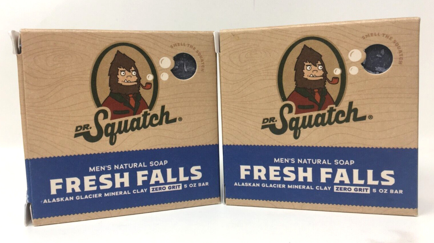 2 Pack Dr Squatch Men’s Natural Soap FRESH FALLS Zero Grit 5 oz Bar