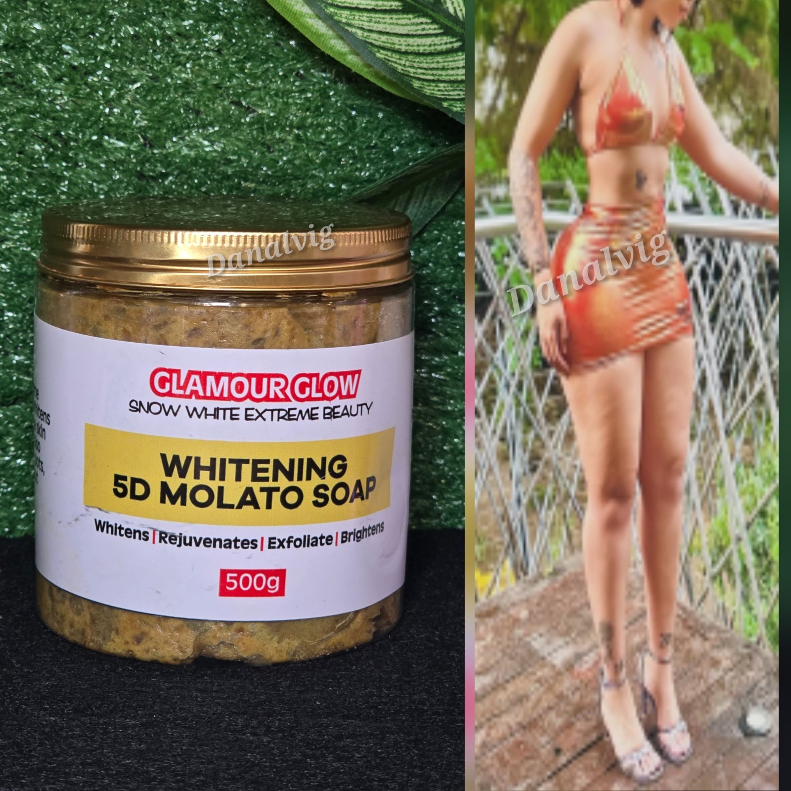 Glamour Glow Snow White Extreme Beauty 5D Molato Body soap Extra Strong. 500g.