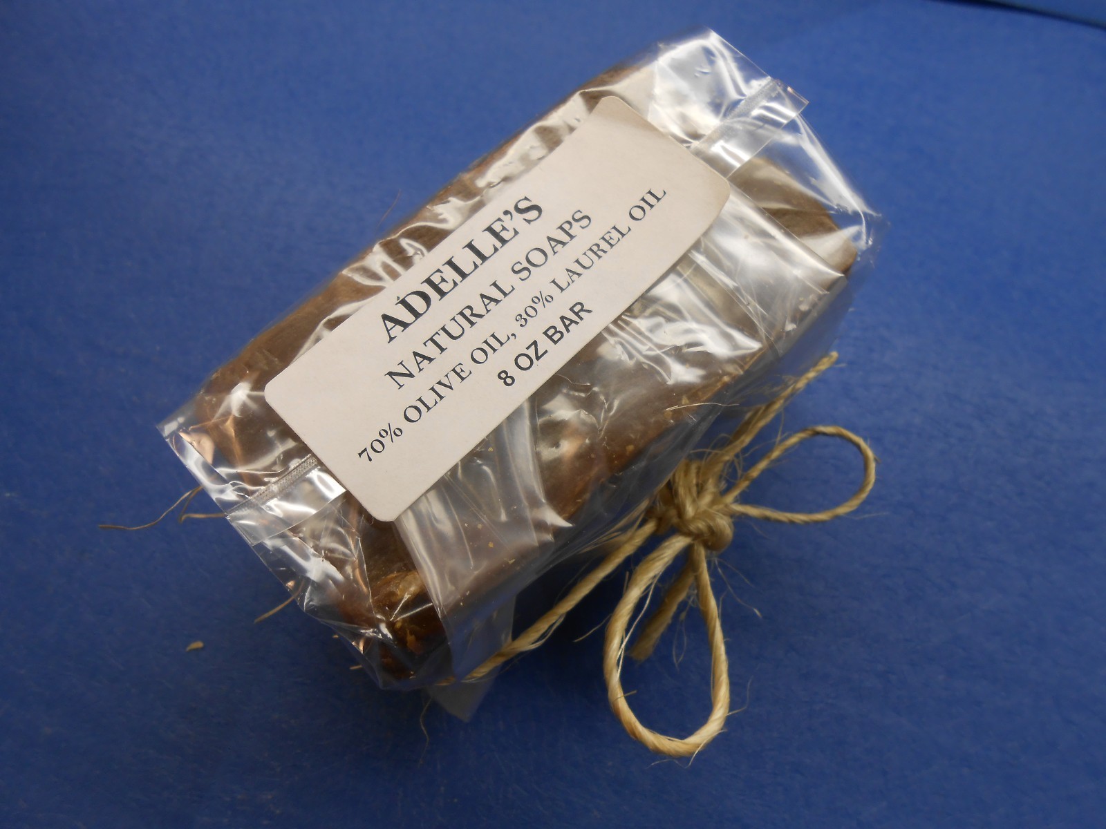 Adelle’s Natural Soap. 70% Olive Oil, 30% Laurel Oil. One 8 oz Bar 