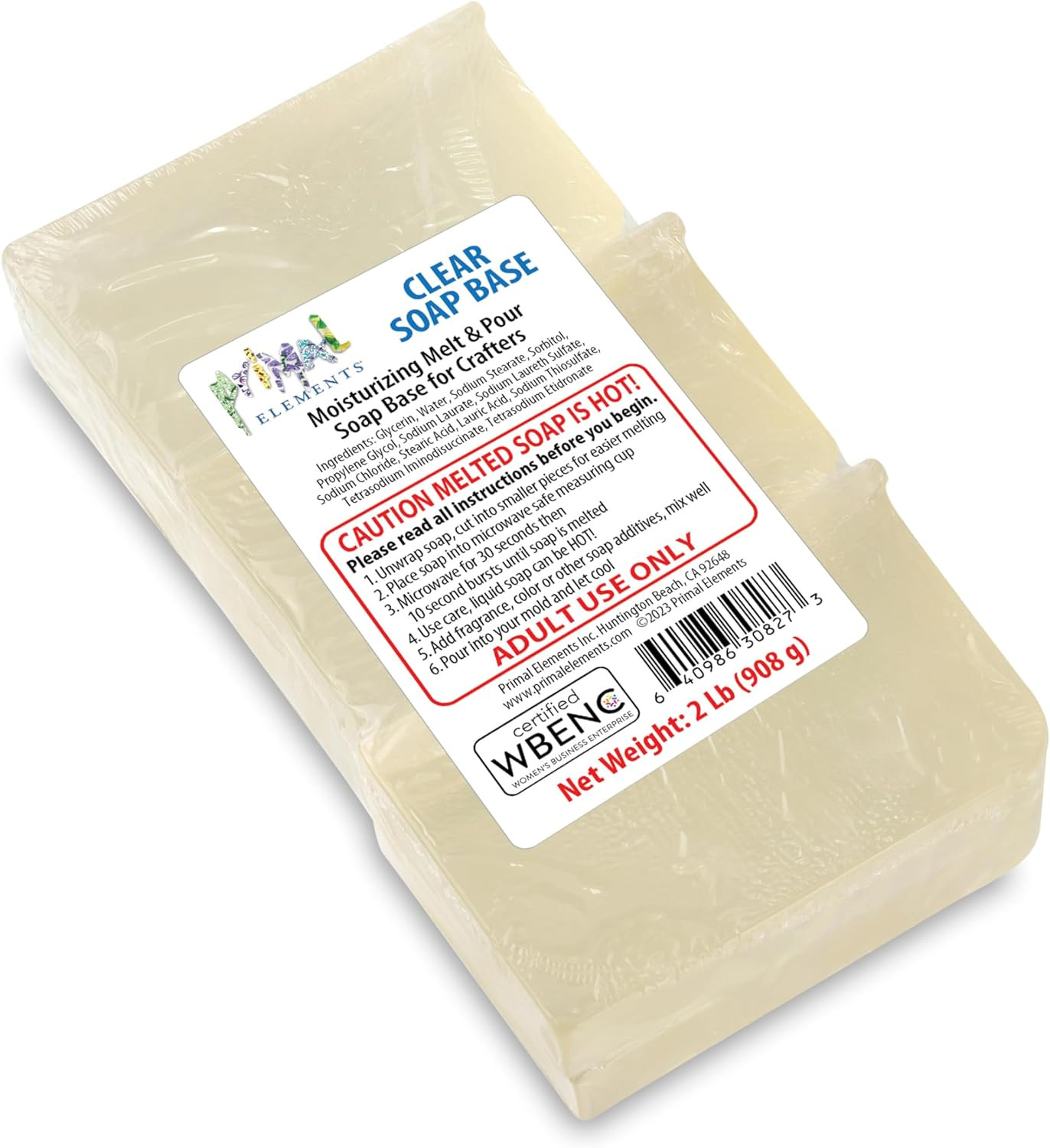 Primal Elements Clear Soap Base – Moisturizing Melt and Pour Glycerin Soap Base