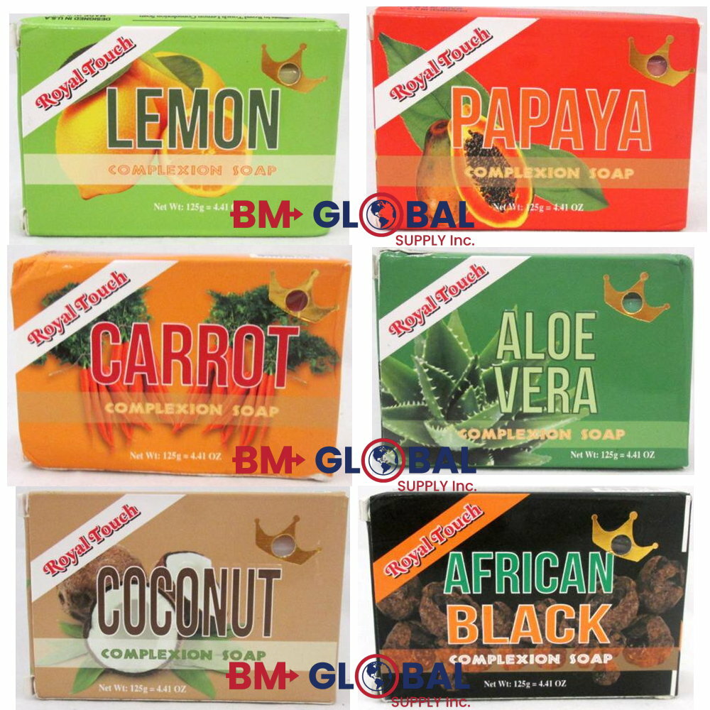 Bars Soaps 4.41 oz, African Black,Papaya, Coconut, Lemon, Carrot, Aloe Vera &
