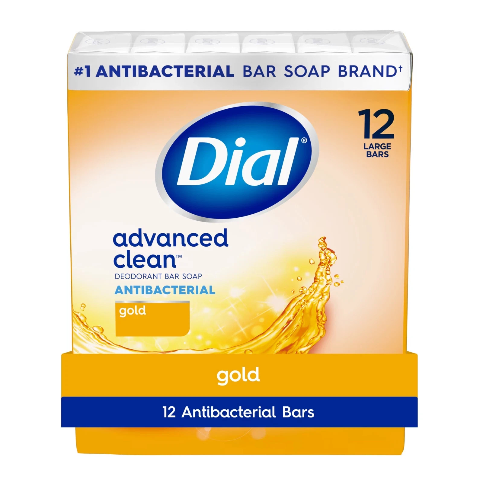 Dial Antibacterial Deodorant Bar Soap, Advanced Clean, Gold 4 oz 12 Bars