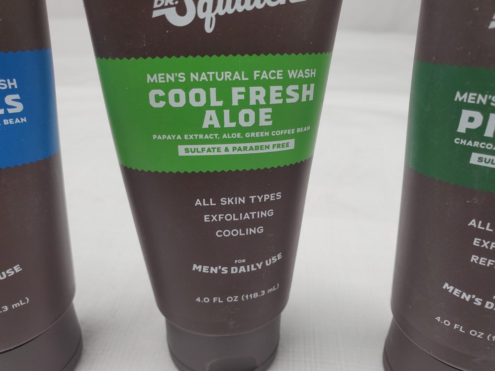 Dr Squatch Face Wash Exfoliating -3 Pack New- Pine Tar Cool Fresh Aloe Falls