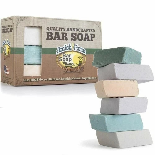 Natural Bar Soap Amish Farm Hand Cut, Hand Crafted, Six HUGE 6+oz. Bars