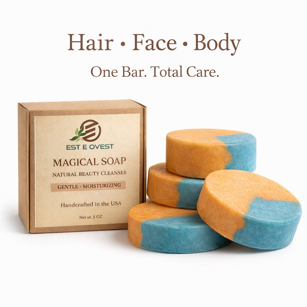 Solid Shampoo Bar 5 oz – Hair Face Body – Natural Handmade
