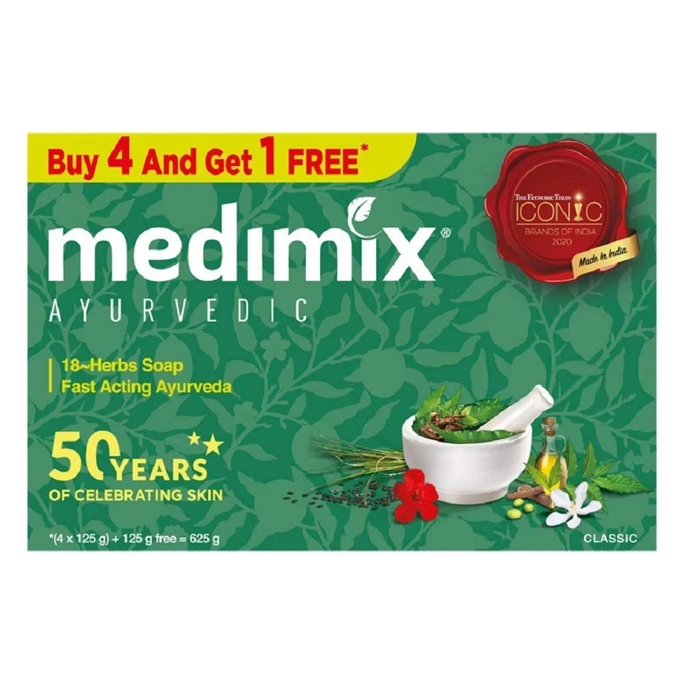 5 X Medimix Ayurvedic 18 Herbs Soap 125gm each