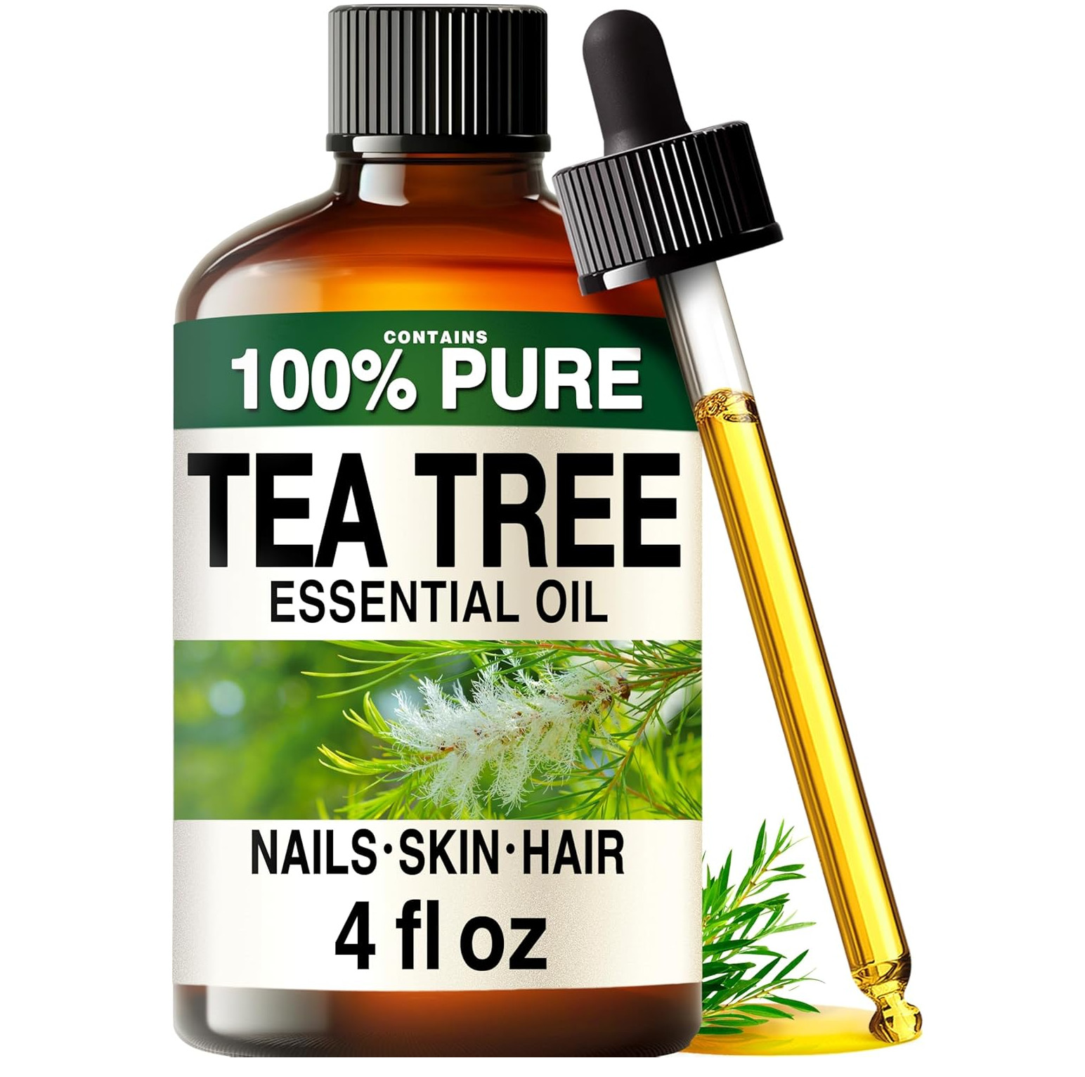 KUKKA Tea Tree Essential Oils – 4 Fl Oz – for Hair, Skin, Diffuser, Aromatherapy