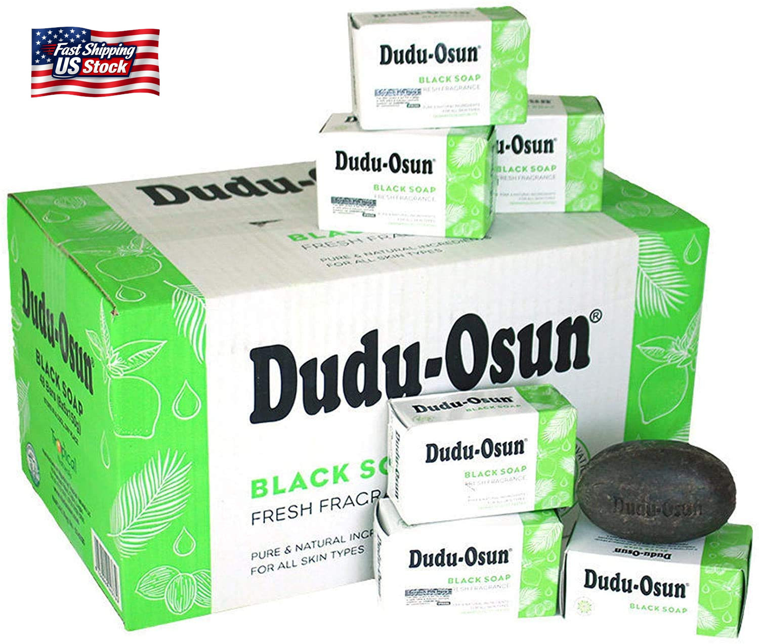 Dudu-Osun African Black Soap Bar 5.3 Oz – 24 Count Bulk Pack – by Tropical Natur