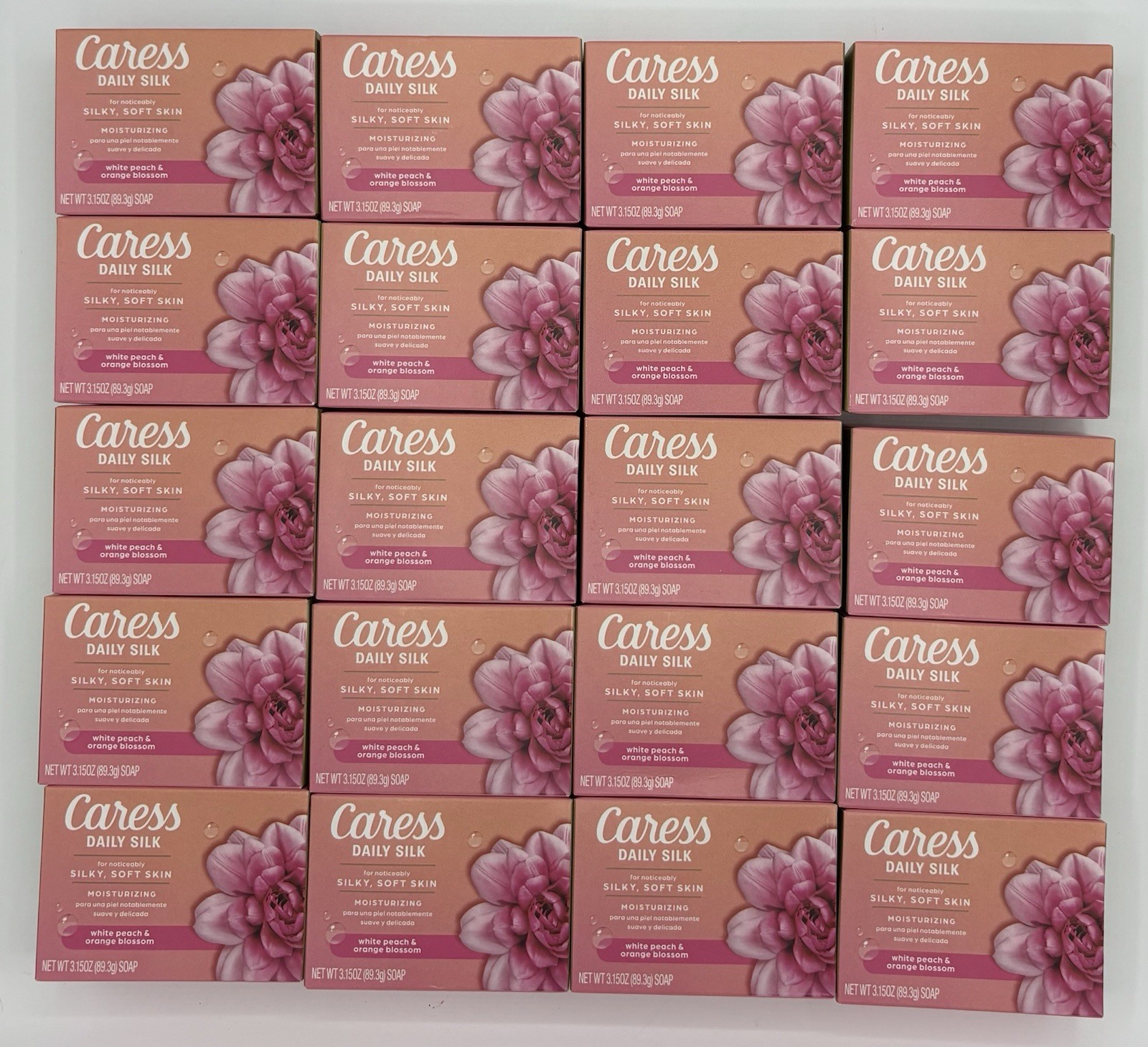 20 Caress Daily Silk Bar Soap. White Peach.& Orange Blossom. Individually Box