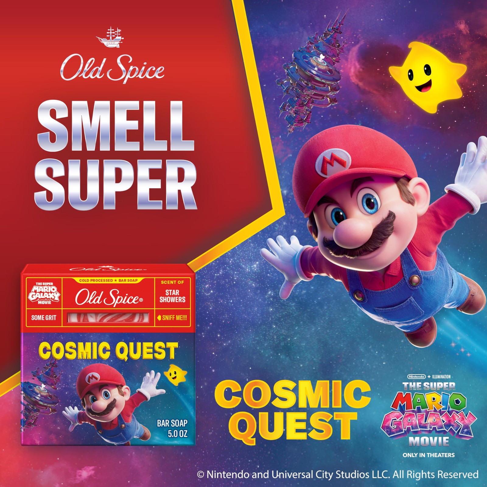 Old Spice Bar Soap for Men, x The Super Mario Galaxy 5 Ounce (Pack of 1), Red