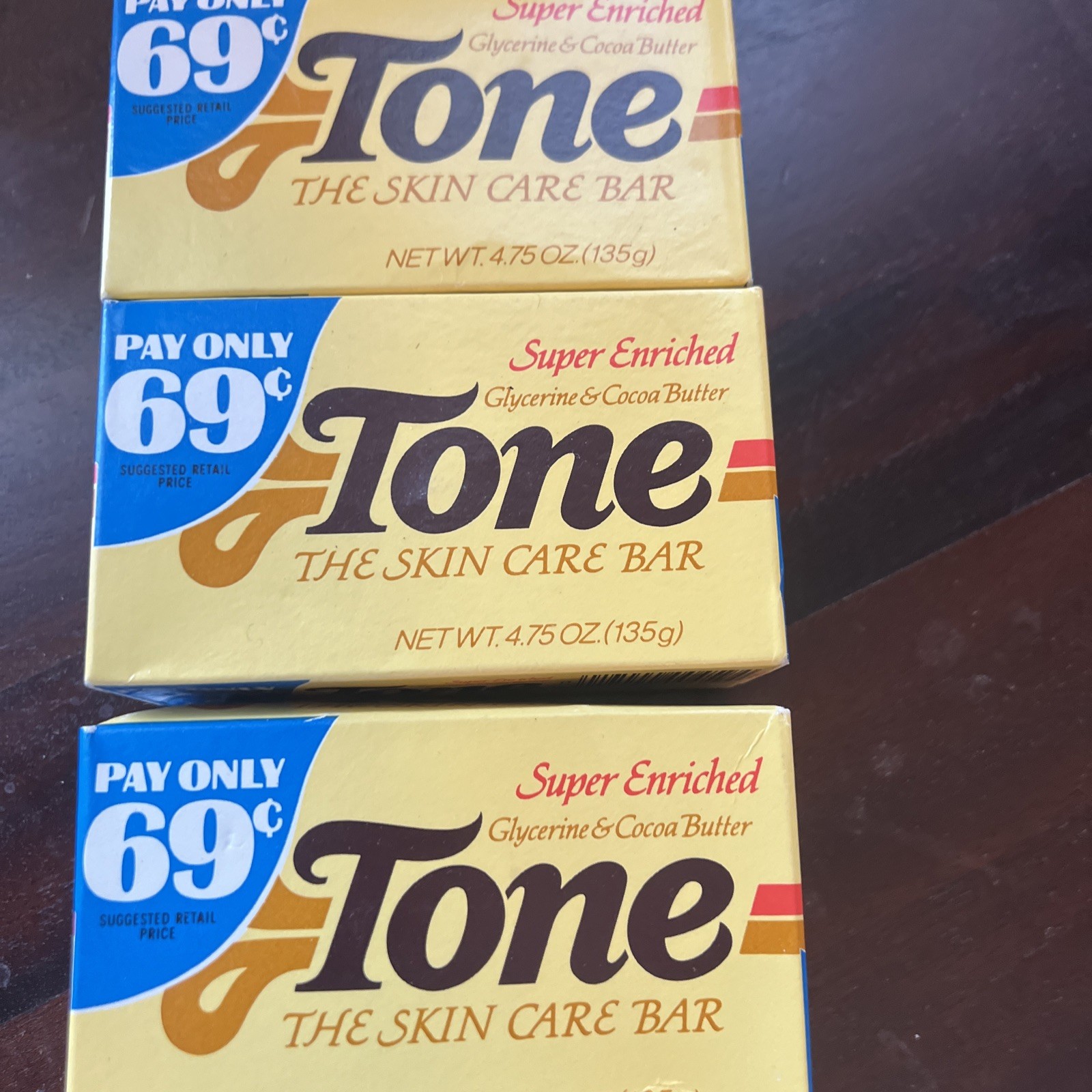 3 vintage Tone Original Cocoa Butter Bar Soap 4.75Oz LARGE bars Sealed New