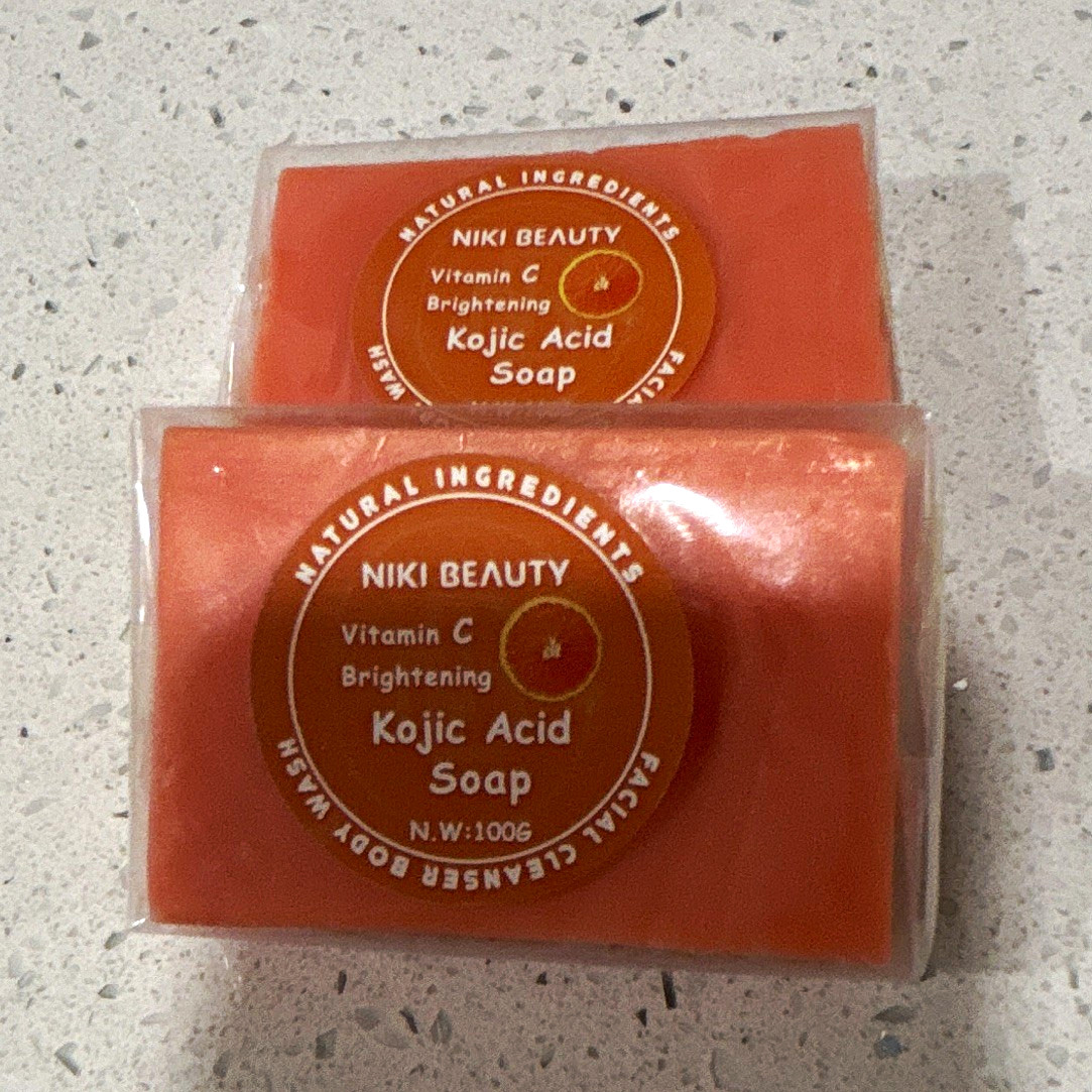 NIKI BEAUTY Vitamin C Brightening Kojic Acid Soap Unscented 100g 2 Bars