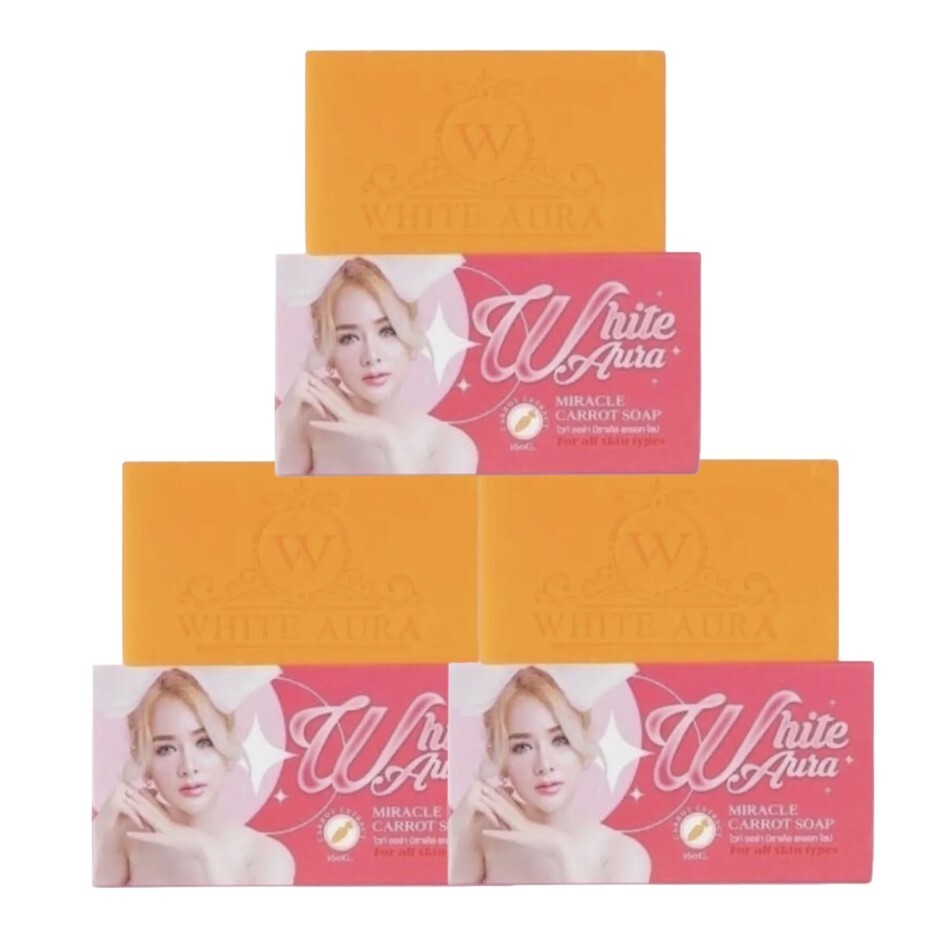 3xCarrot Soap Fade Acne Scars Blemishes Freckles Dark Spots Skin White 160g