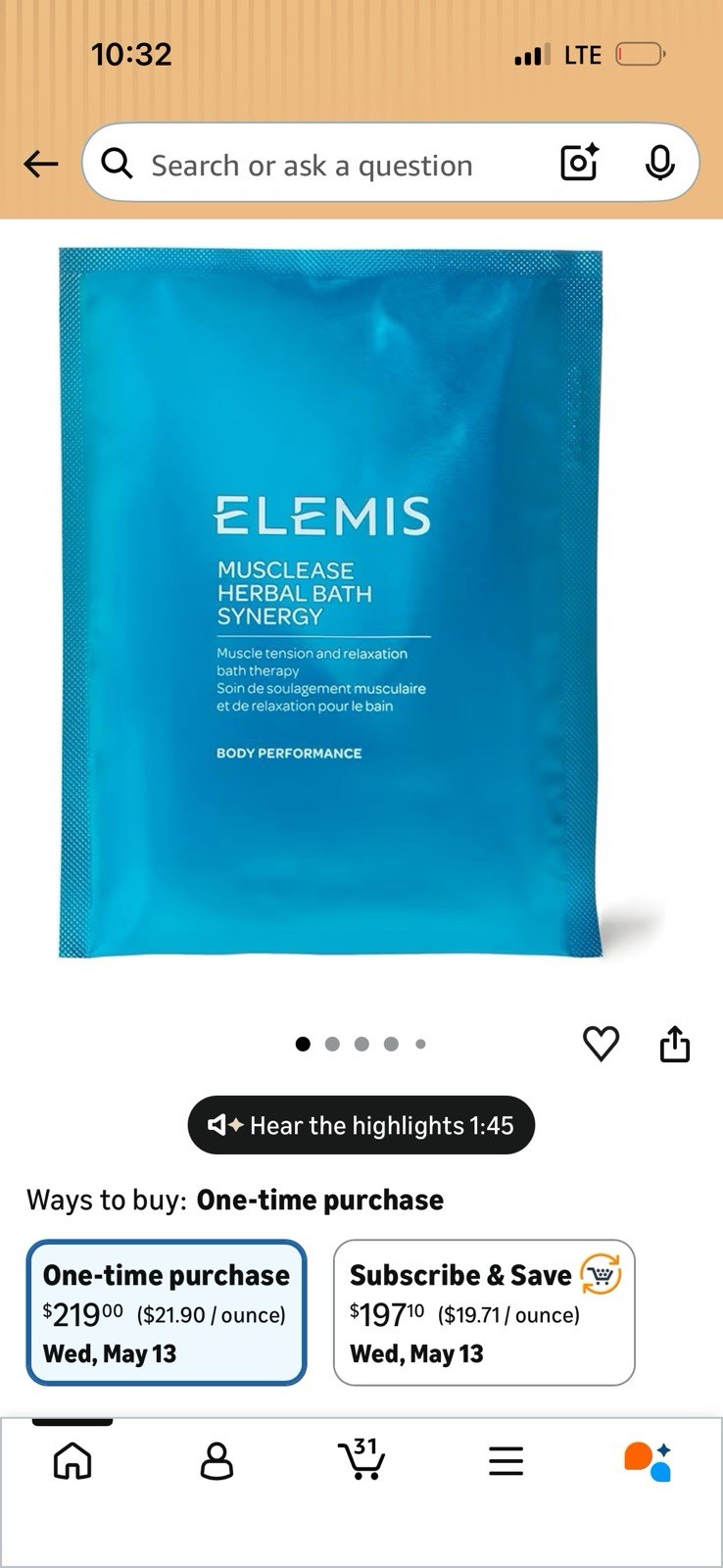 Elemis Cellutox Herbal Bath Synergy Cellulite & Body Cleansing Therapy 10 Pack