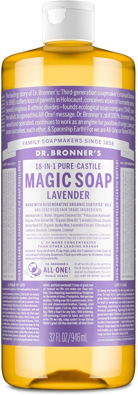 Liquid Soap 32 Oz, Organic Oils, 18-in-1 Uses, , Lavender