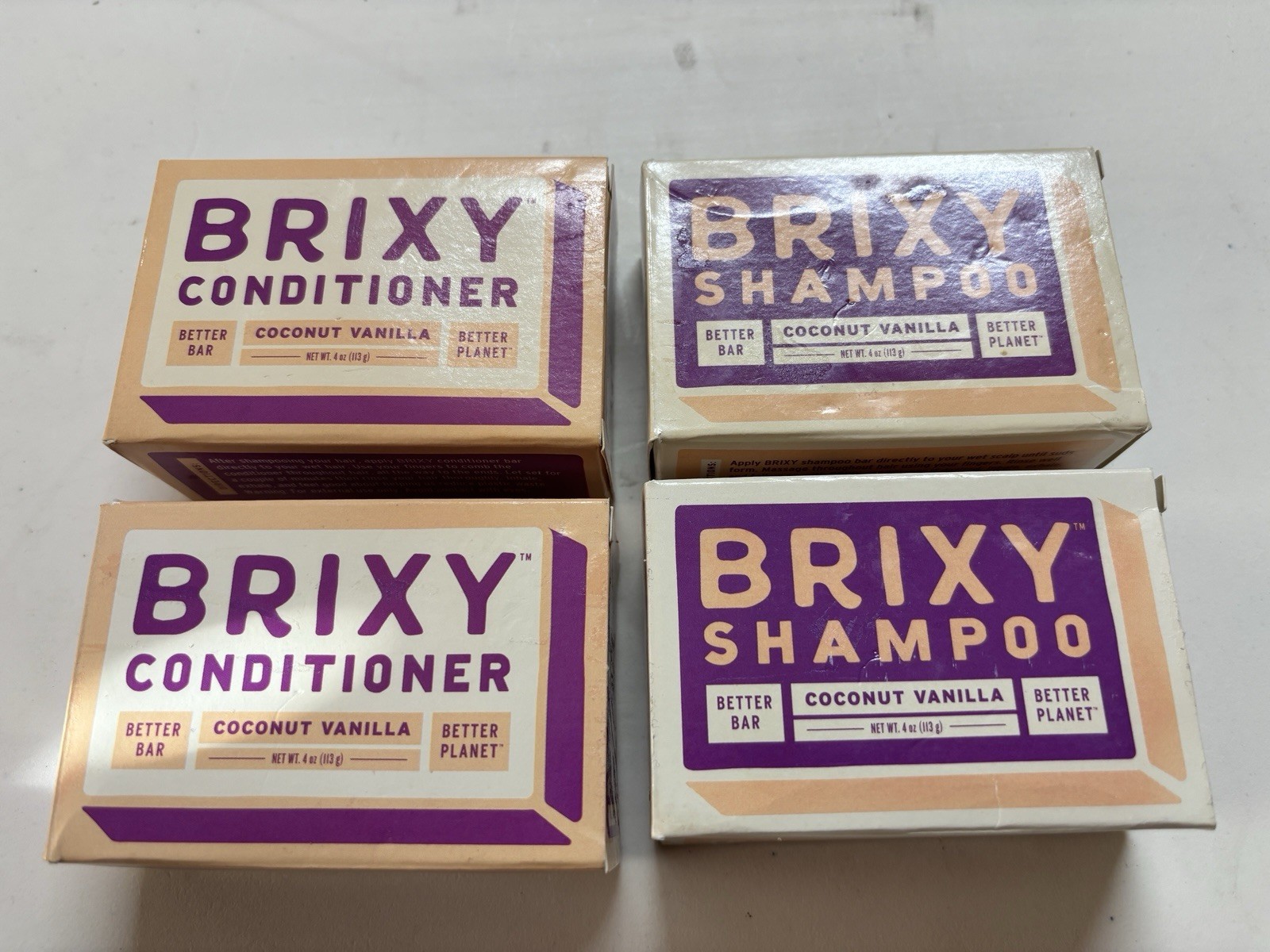 4 Brixy Bar Shampoo/Conditioner Coconut Vanilla 4oz Soap Hiking Camping