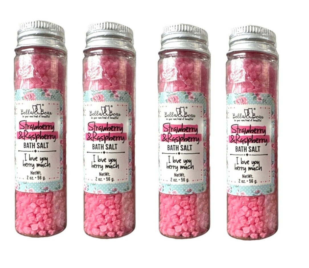 Lot of 4 Bella Bears Unicorn Dreams Strawberry & Raspberry Bath Salt Travel Size