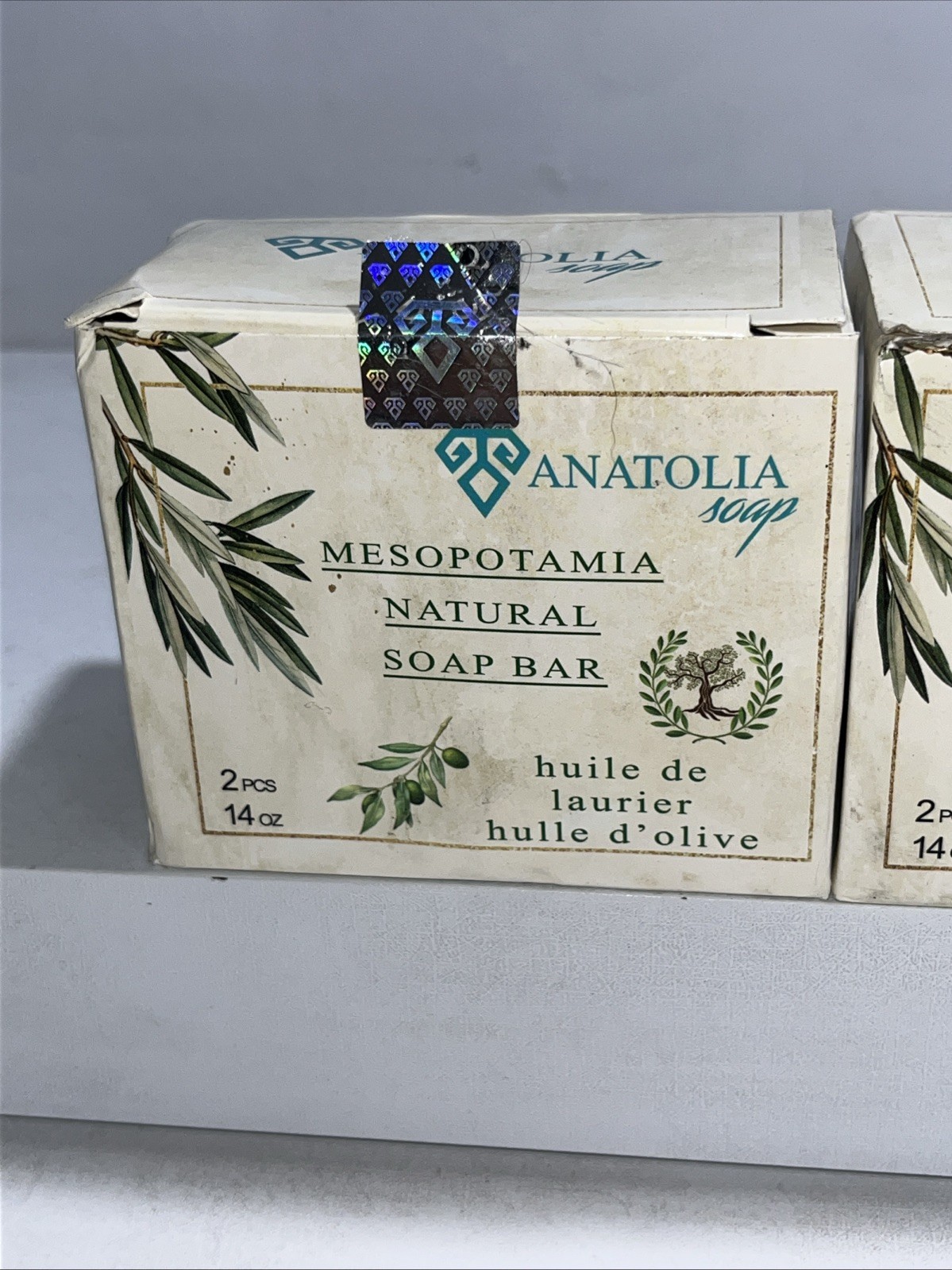 2 Box’s Mesopotamia Natural Olive Bar Soap, 14oz Each Bar, 4 Bars Total