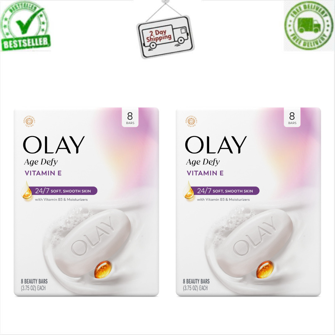 2 Pack Olay Ultra Moisture Age Defy Beauty Bar Soap, Vitamin E B3, 3.75 oz, 8ct
