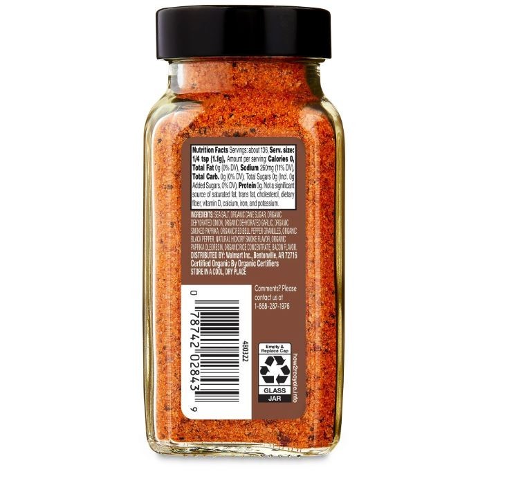 Organic Bacon Flavored Sea Salt Gourmet Seasoning for Cooking 5.3 oz 2 Pack