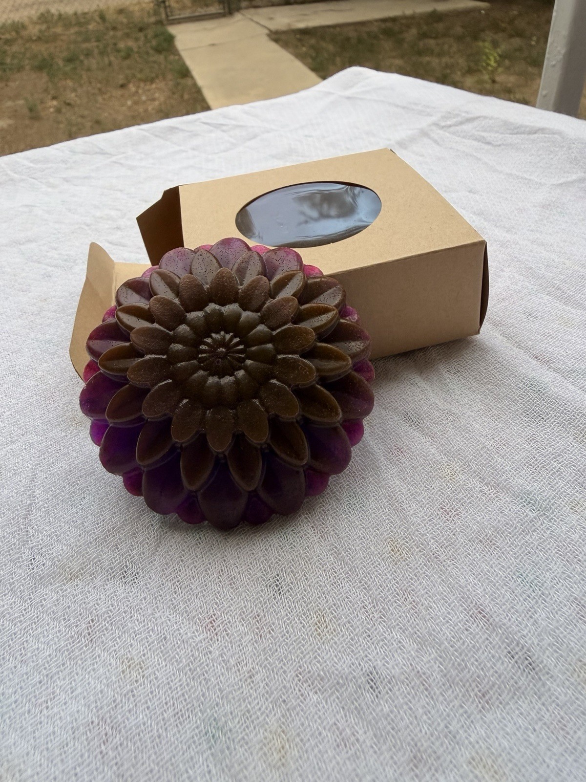 Purple & Brown Floral Flower-Shaped Body Bar Soap for Body & Hands Men Women