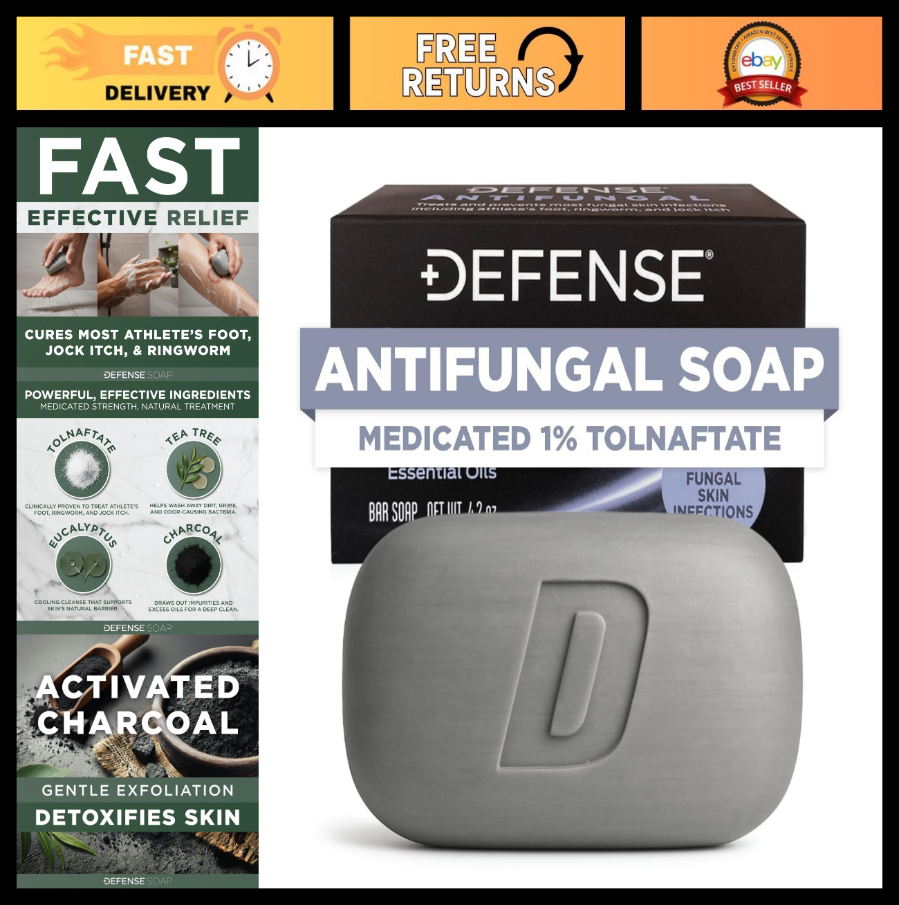 Antifungal Bar Soap for Jock Itch, Ringworm, Athlete’s Foot & Skin Fungus – Medi