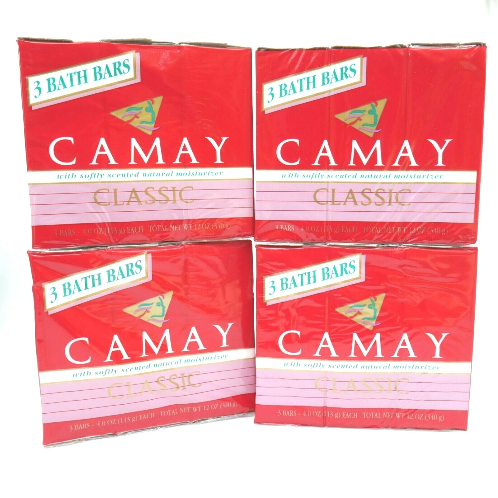 Camay Soap Pink Classic Softly Scented Beauty Bar 4 Packs of (3) bars original