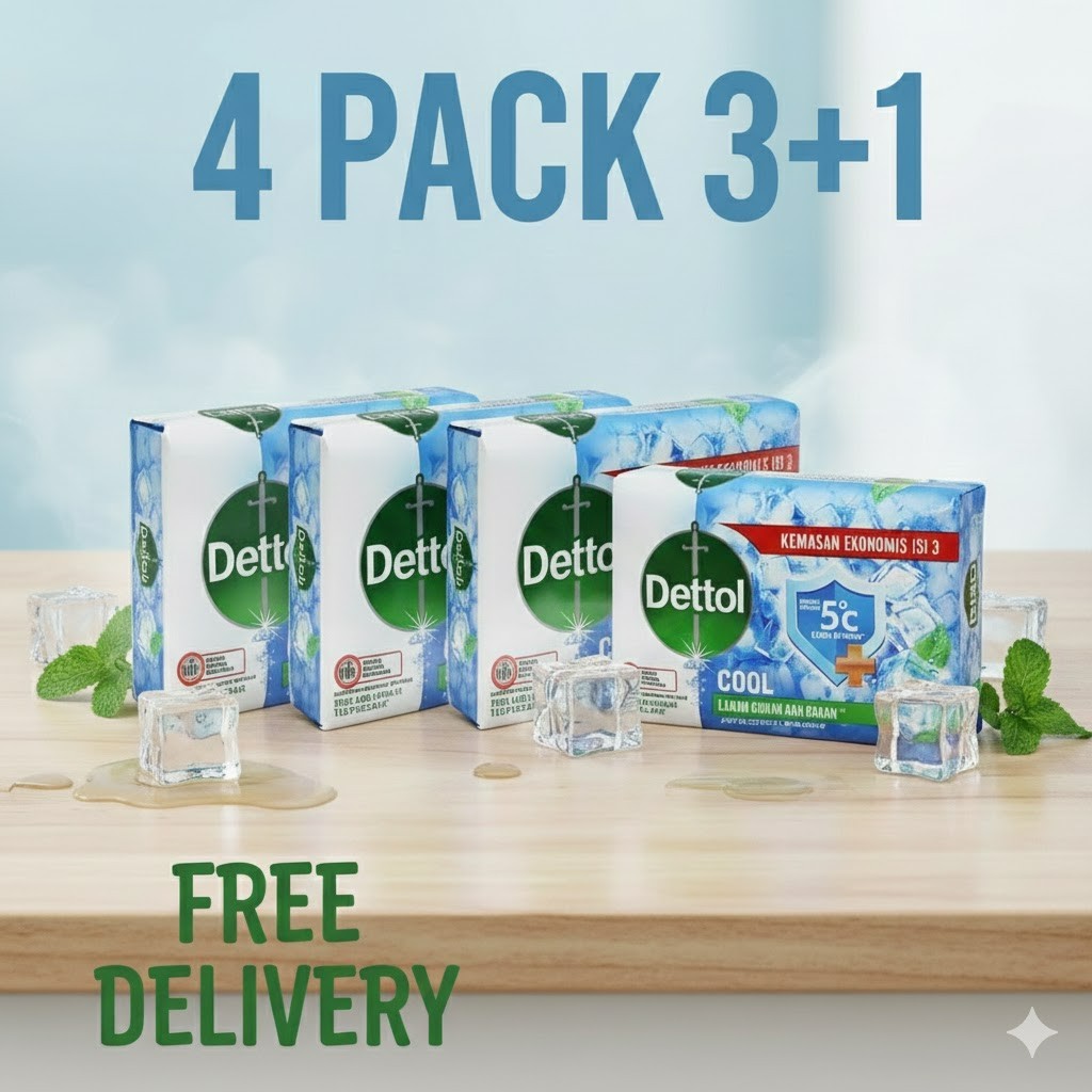 Dettol Cool Soap 100g x4 Bars (3+1) Antibacterial Body Soap Germ Protection