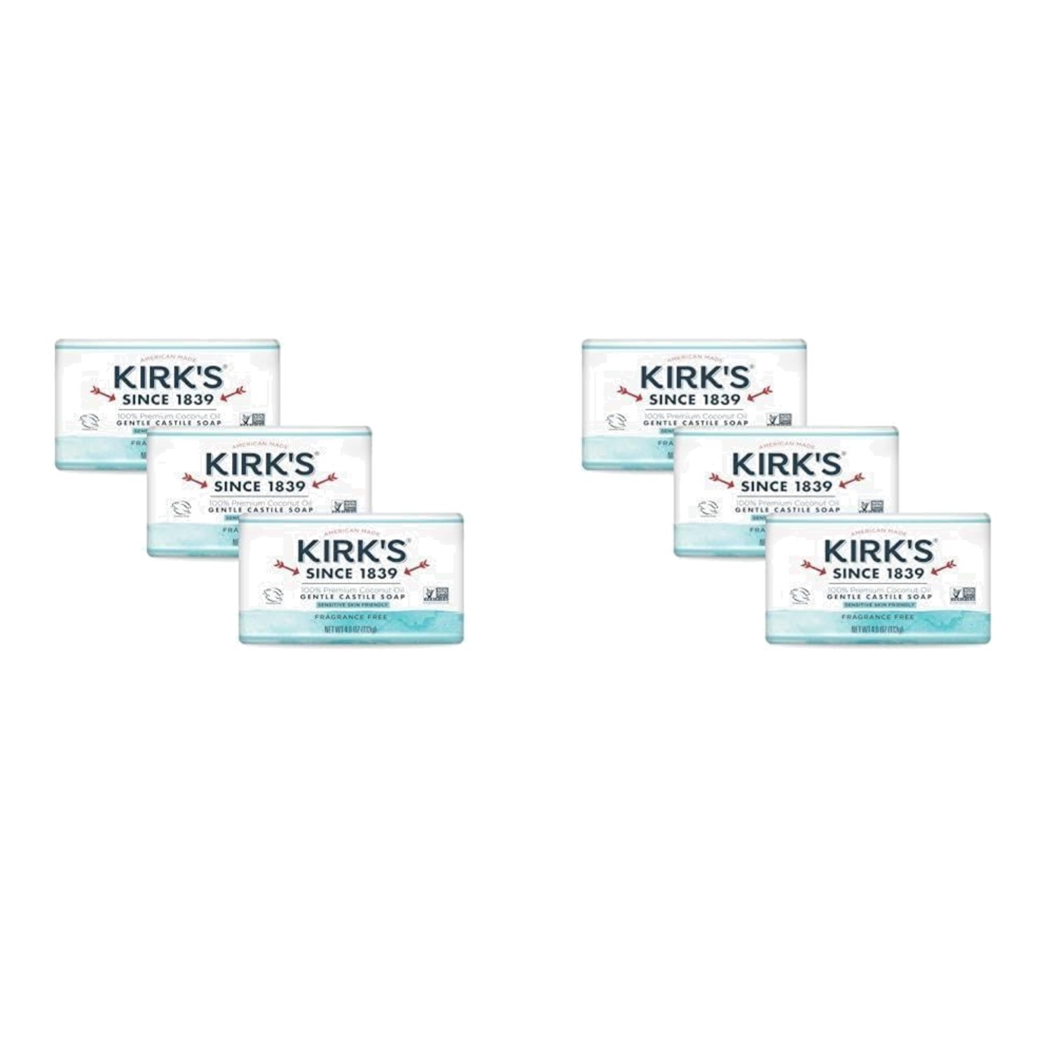 Fragrance Free Castile Bar Soap 6 Pack