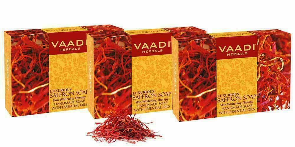 3 x Vaadi Herbals Value Luxurious Saffron Skin Whitening Therapy Soap, 75g