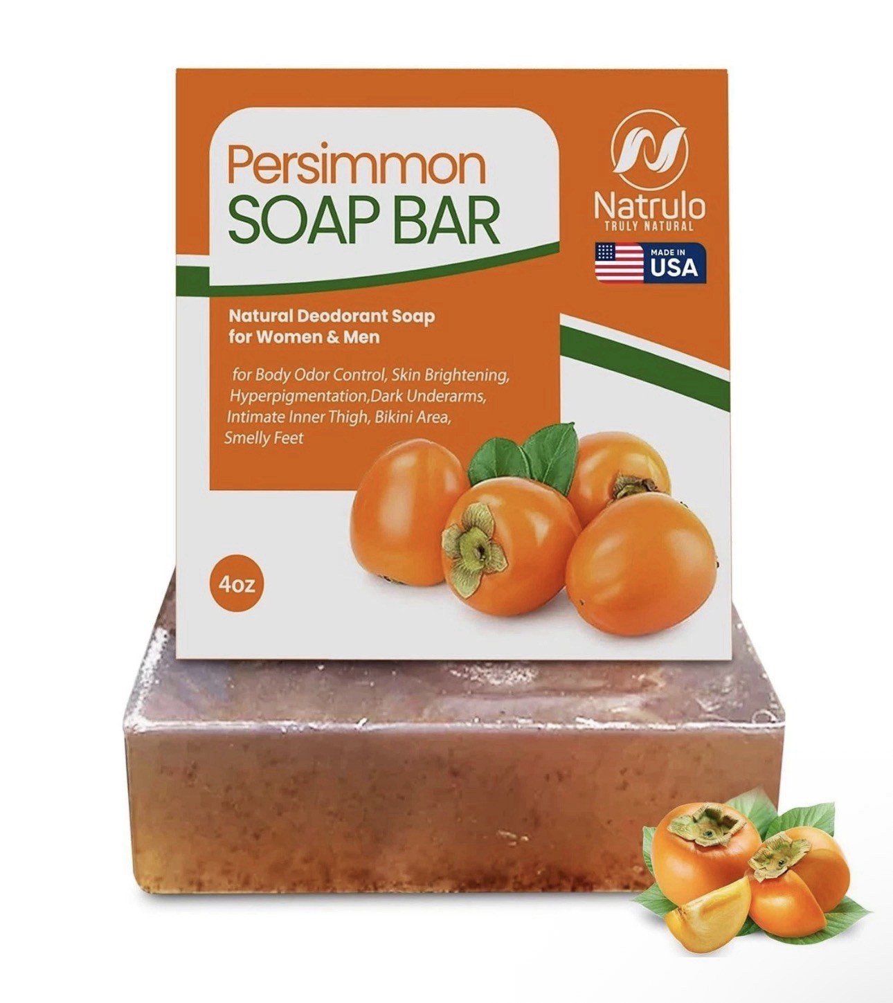 Natrulo Persimmon Soap Bar for Body Odor Control Â Purifying Deodorizing Body