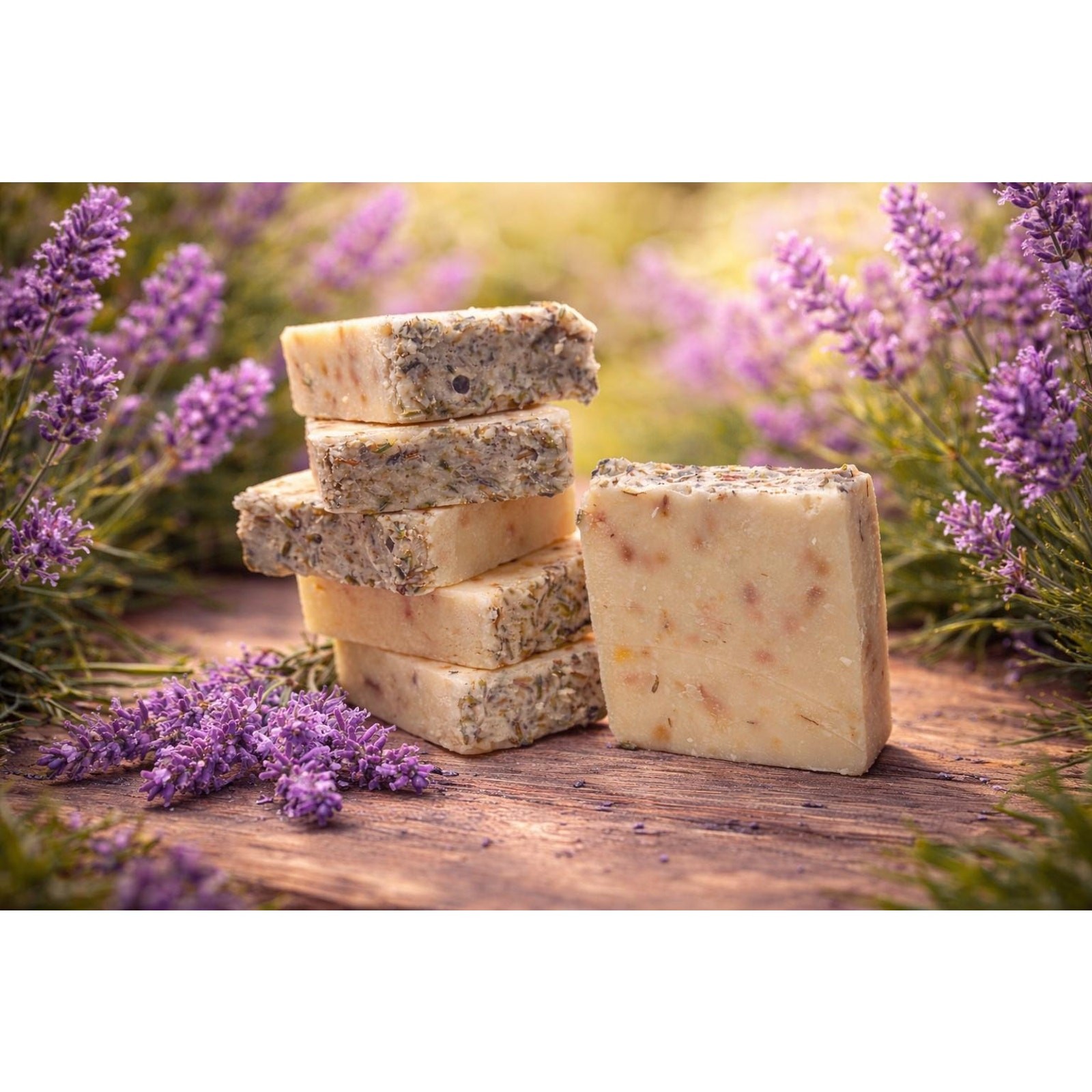 Handmade Lavender Soap–Real Essential Oil Botanical Buds-Small Batch Rustic Soap