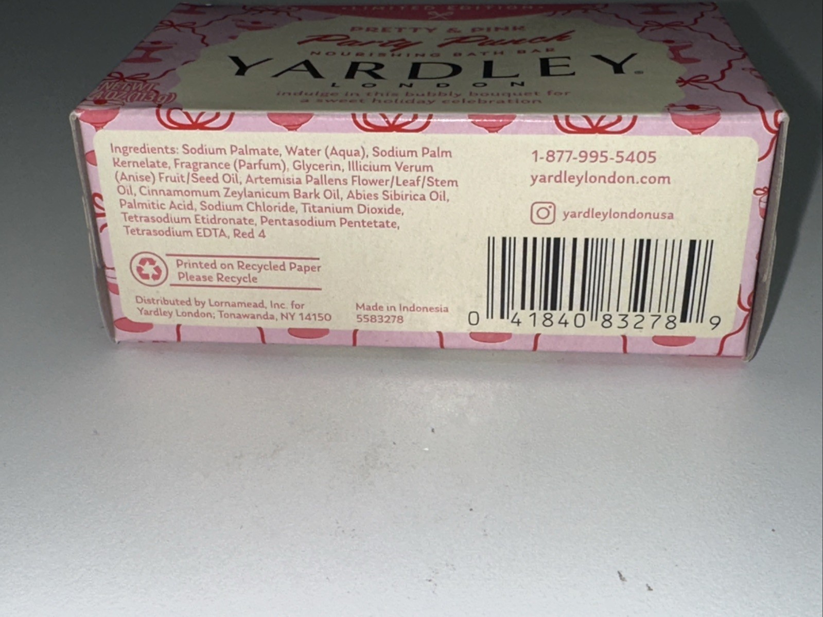 8x Yardley London Limited Edition Pretty & Pink PARTY PUNCH Bath Bar Soap 4oz